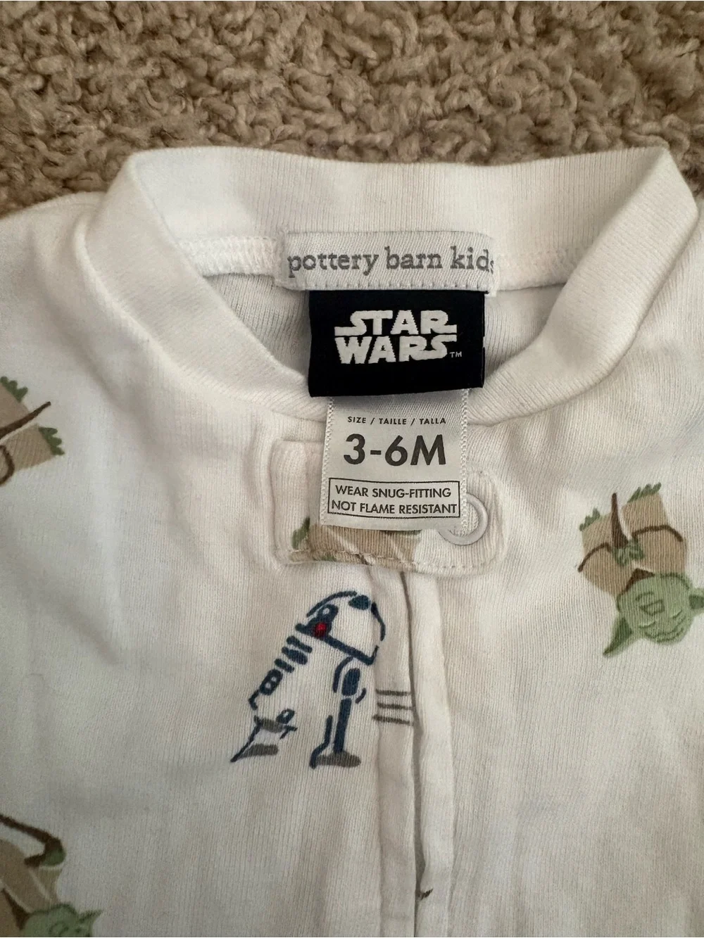 Baby Cream Star Wars Character Footed One-Piece